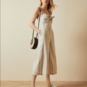 NWT Ted Baker London Culotte Jumpsuit tan with stripes and bow detail